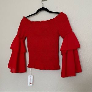Stretchy red off shoulder top